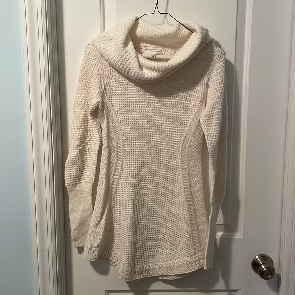 Angel Of The North Anthropology White Waffle Sweater Xs